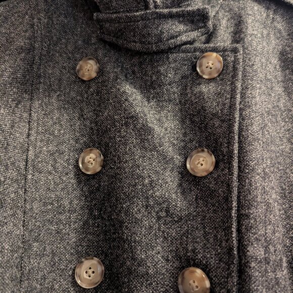 J. Peterman belted wool peacoat, double breasted, military button style, s16 - Picture 2 of 6
